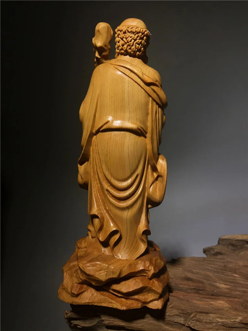 Solid Wood Carved statue of Master Bodhidharma