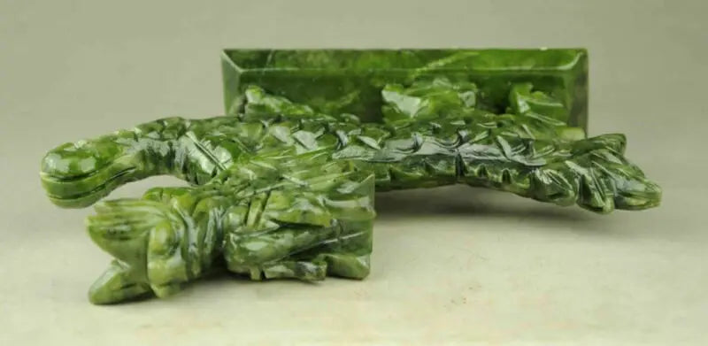 100% Exquisite Natural Jade Handmade Hand-Carved Dragon Statue