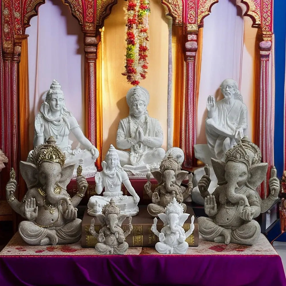 Divine Resin Sandstone-Style Vedic Sculptures