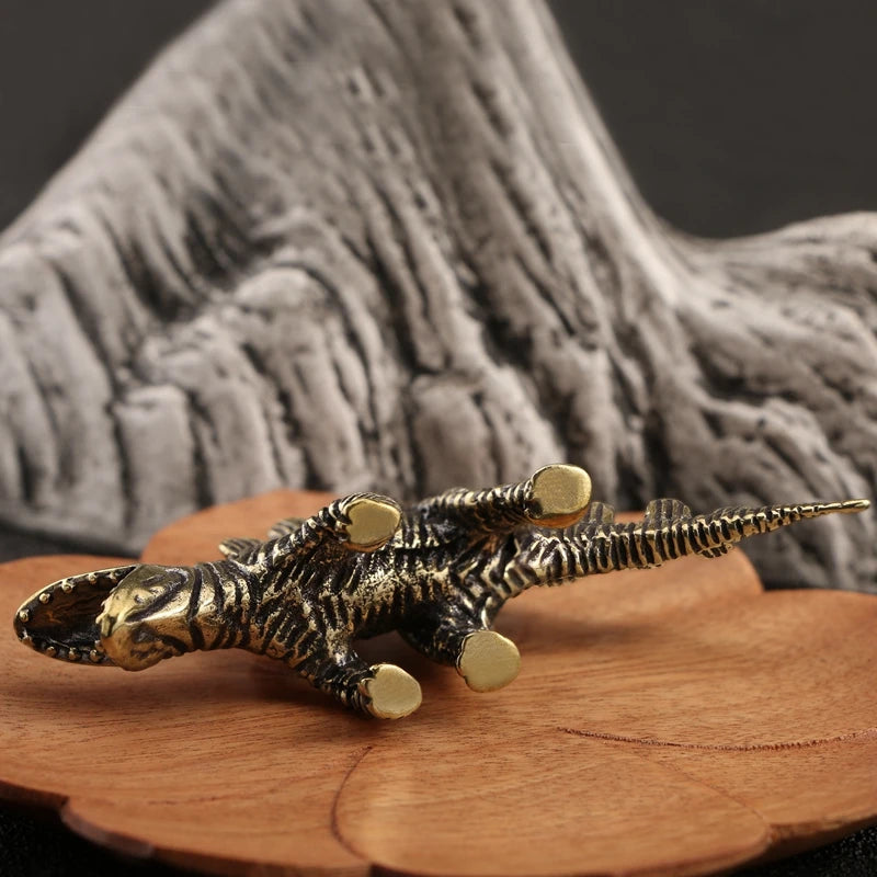 Retro Brass Spinosaurus Dinosaur Statue