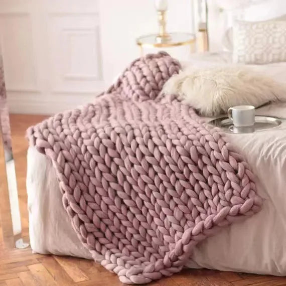 Handmade Chunky Knit Blanket – - Main Image