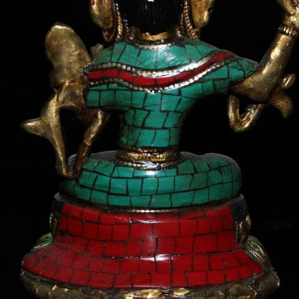 Red and Green Manjushri Buddha Figurine