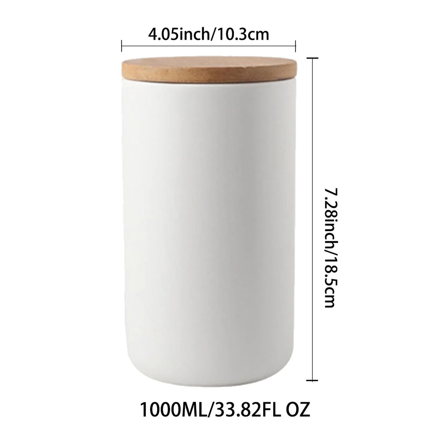 Ceramic Salt and Pepper Storage Jar with Bamboo Lid