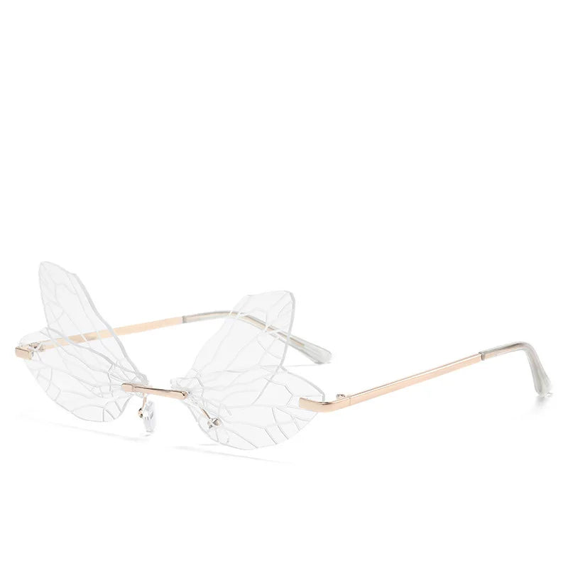 Dragonfly Wings Rimless Sunglasses for Women