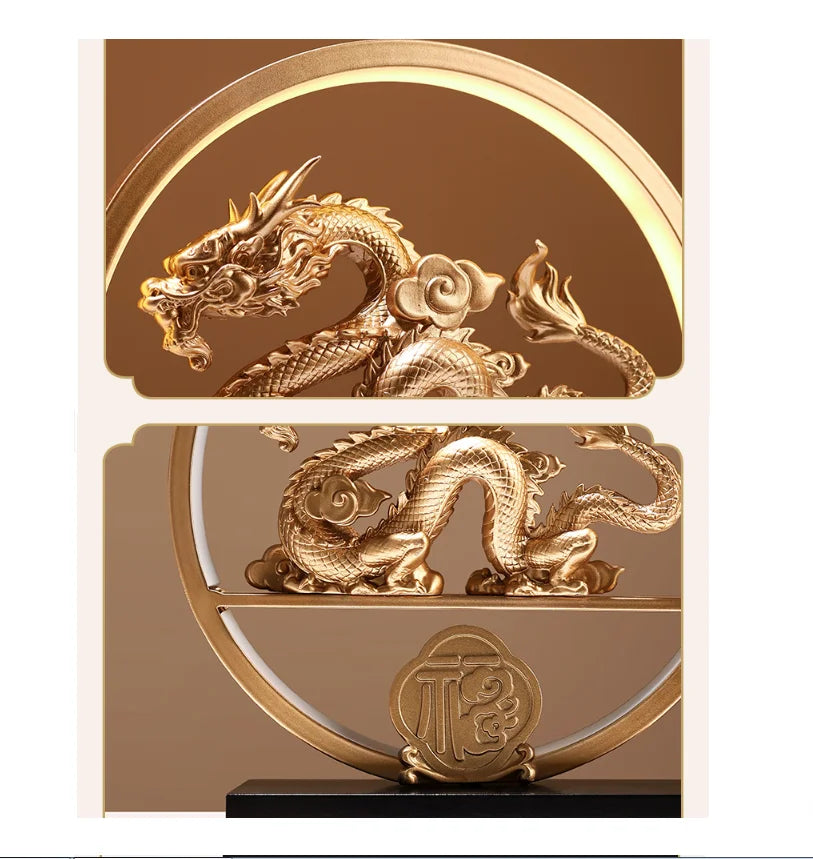 Modern Circular Oriental Dragon Figurine