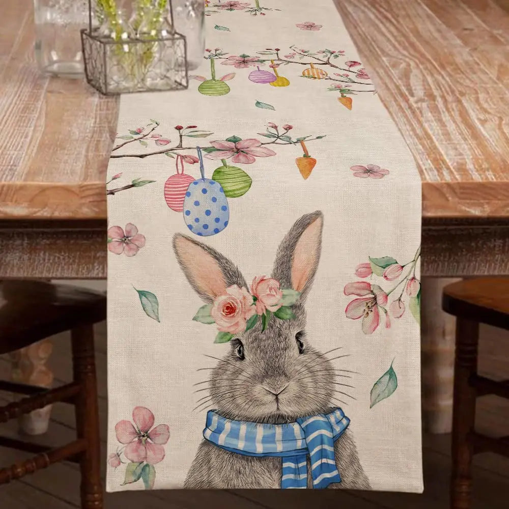 Happy Easter Cute Bunny Table Runner