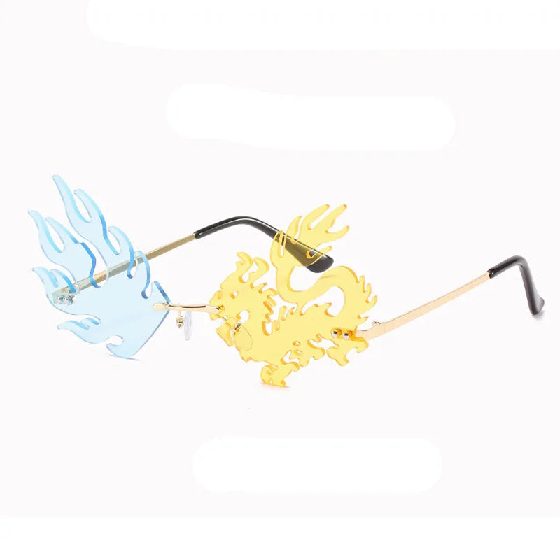 Flame Dragon Phoenix Rimless Women's Fancy Sunglasses