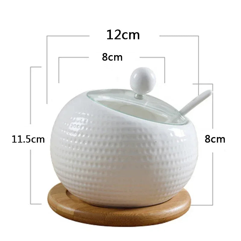 Textured Ceramic Salt and Pepper Container with Spoon