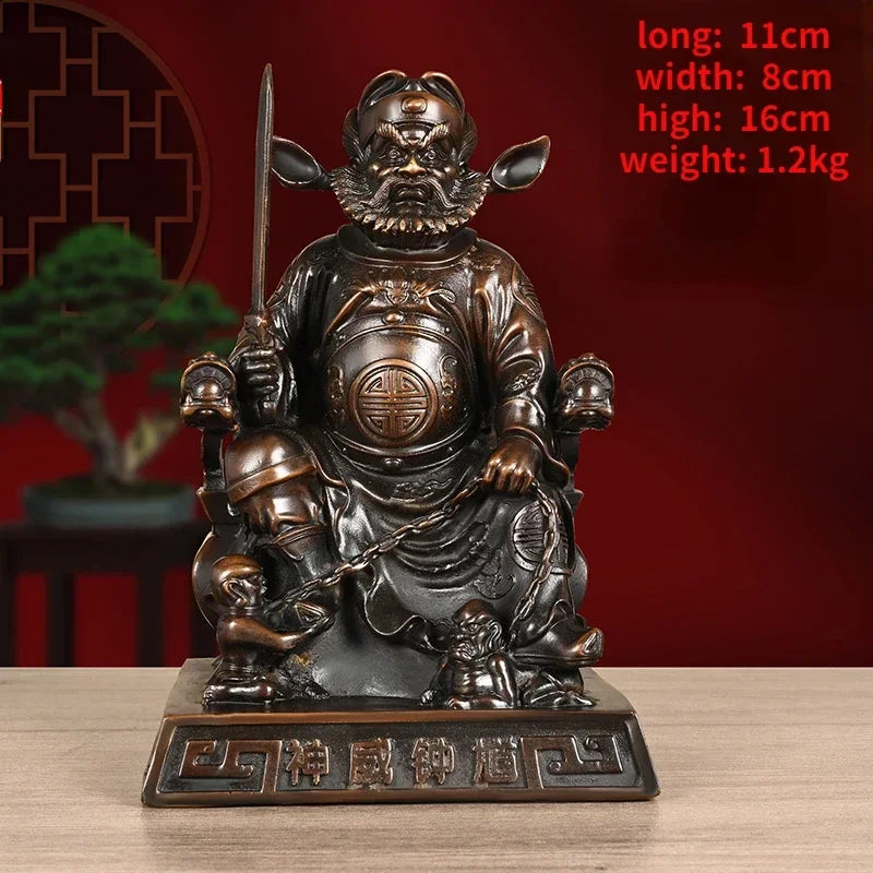 Copper Zhong Kui Tian Shi Bronze Statue - Traditional Chinese God of Protection