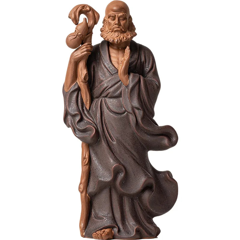 Ceramic Standing Bodhidharma Figurine in Color