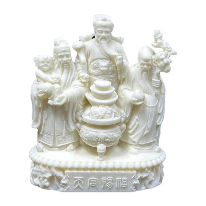 Gold and White Fu Lu Shou Figurines