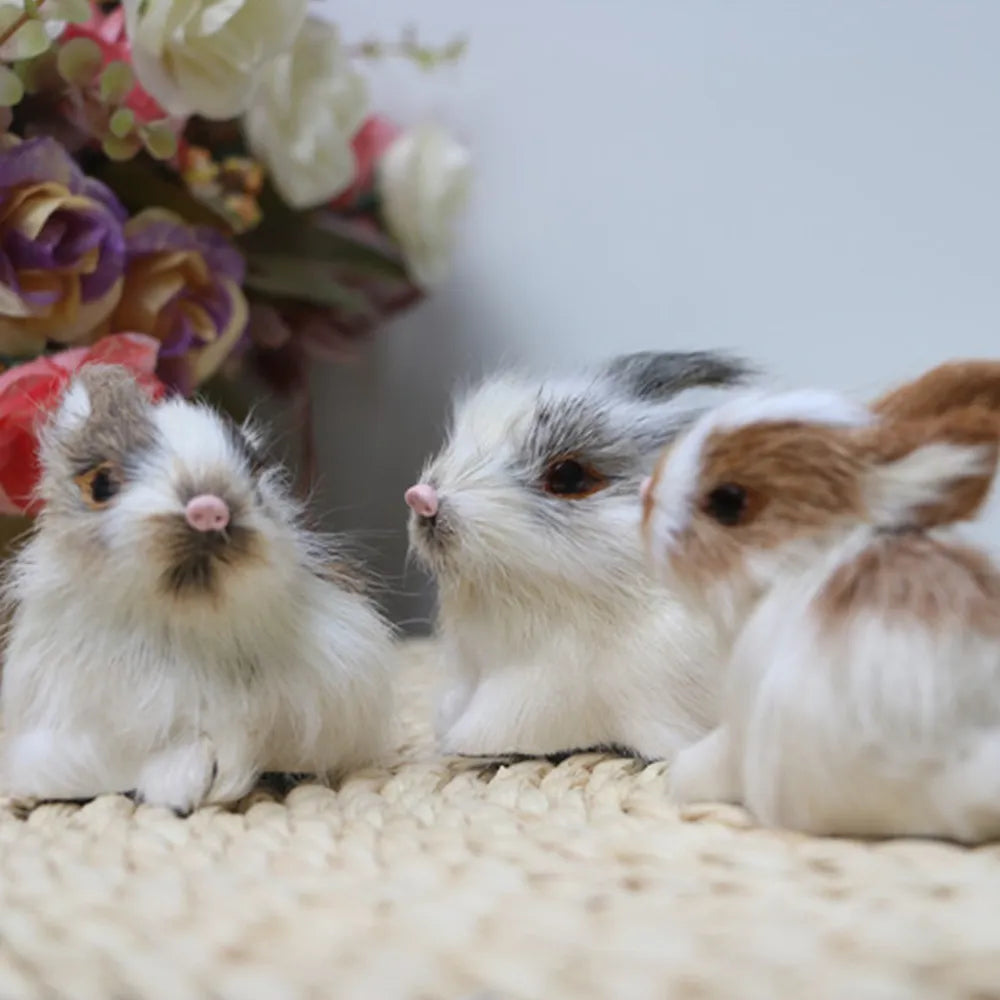 Simulated Mini Realistic Bunny Figurine