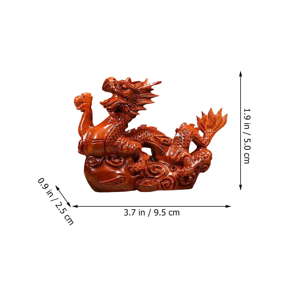 Wooden Dragon Figurine Holding the Globe
