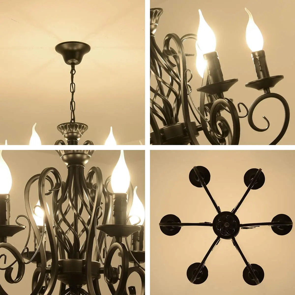 Black French Country 6-Lights Vintage Chandelier