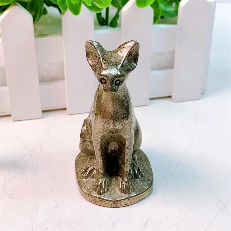 7.5 cm Natural Pyrite Egyptian Cat Figurine