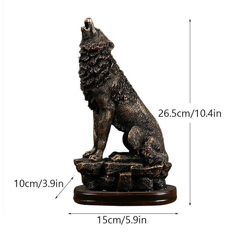 The Resin American Roaring Wolf Statue