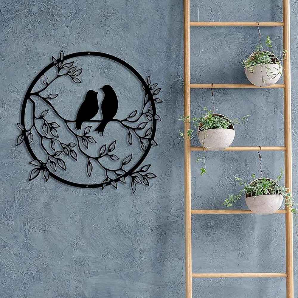 Metal Birds on Tree Wall Art