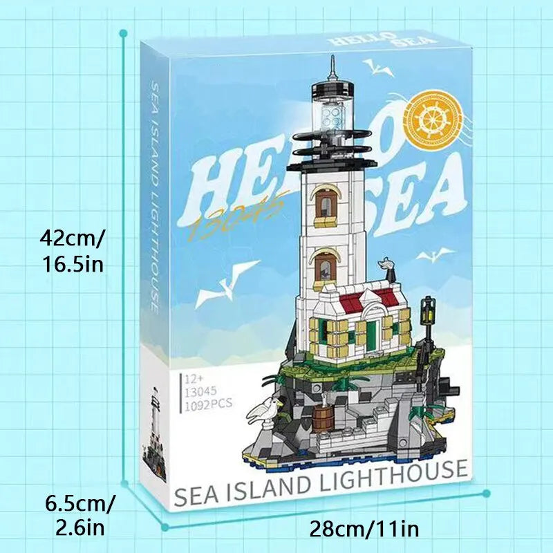 1092 Pieces Sea Island Electric Lighthouse Building Blocks
