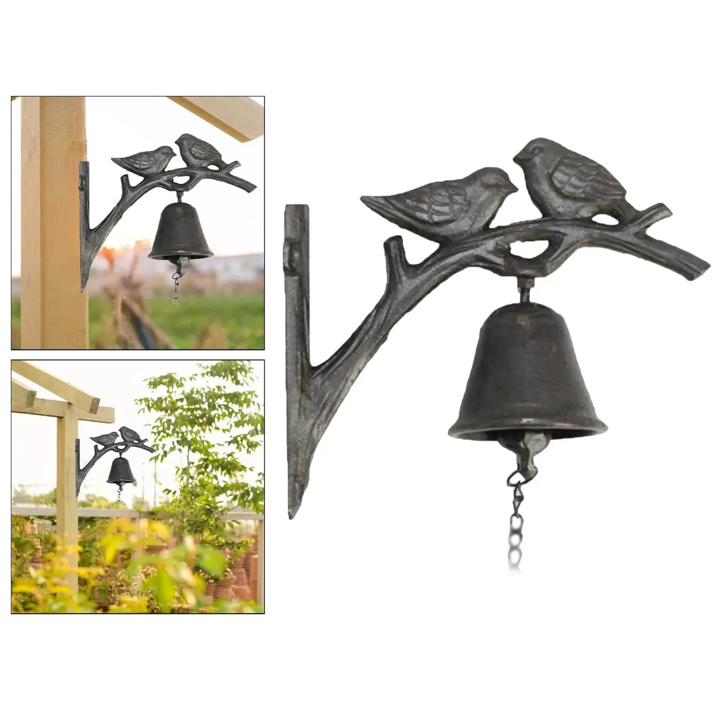 Vintage Cast Iron Style Entry Door Bell with Birds