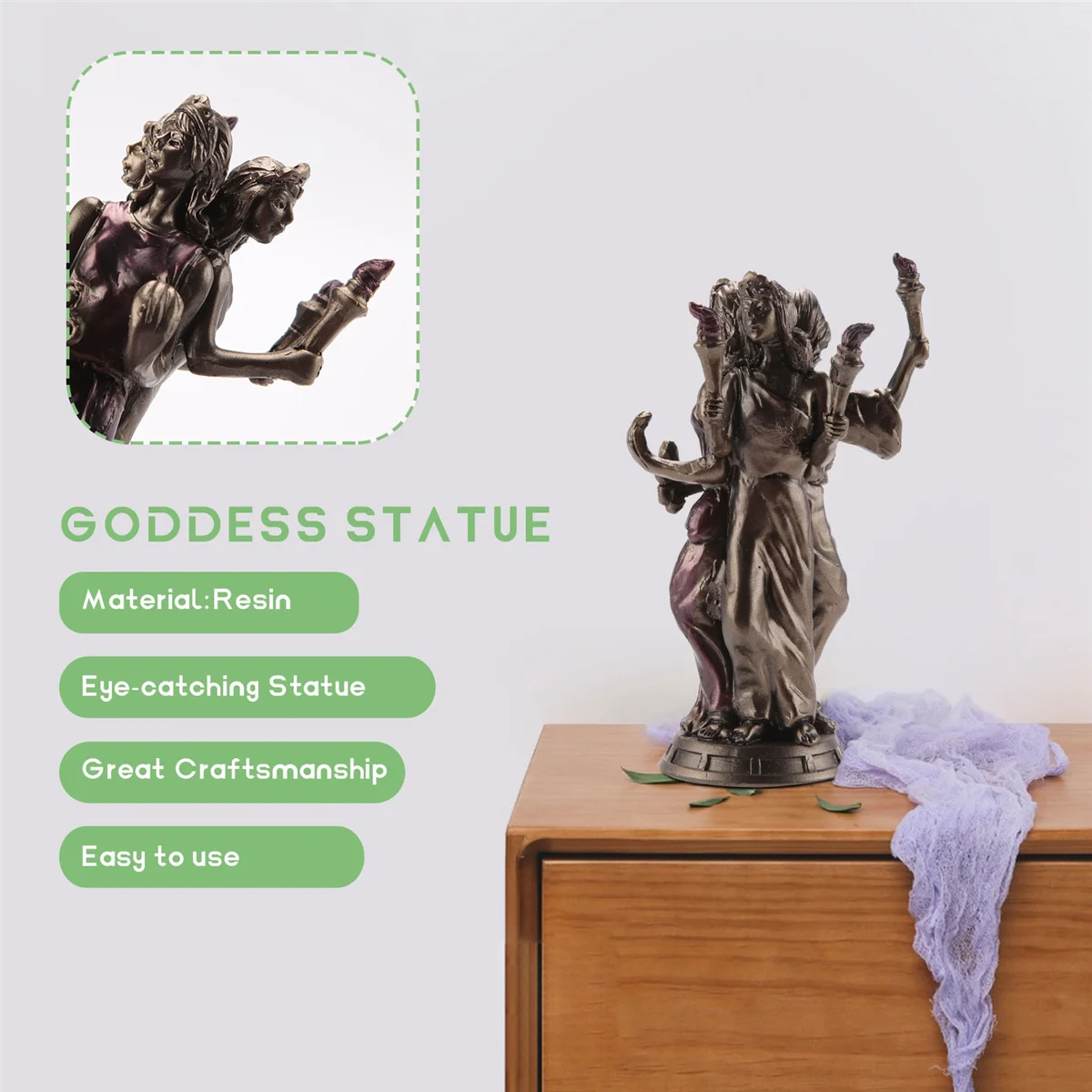 Triple Form Greek Goddess Hecate Statue
