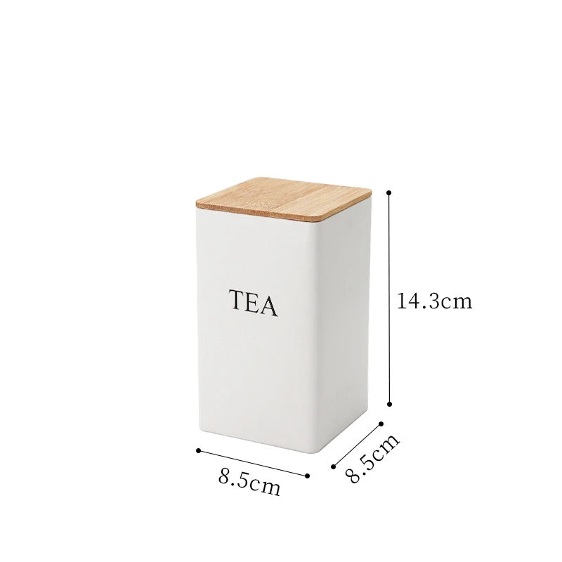 3 Pieces Metal Tea and Coffee Jar with Bamboo Lid