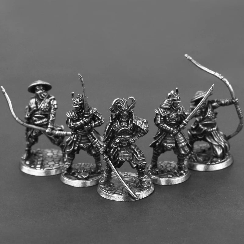 White Copper Japanese Shogunate Samurai Figurines