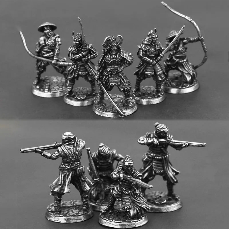 White Copper Japanese Shogunate Samurai Figurines