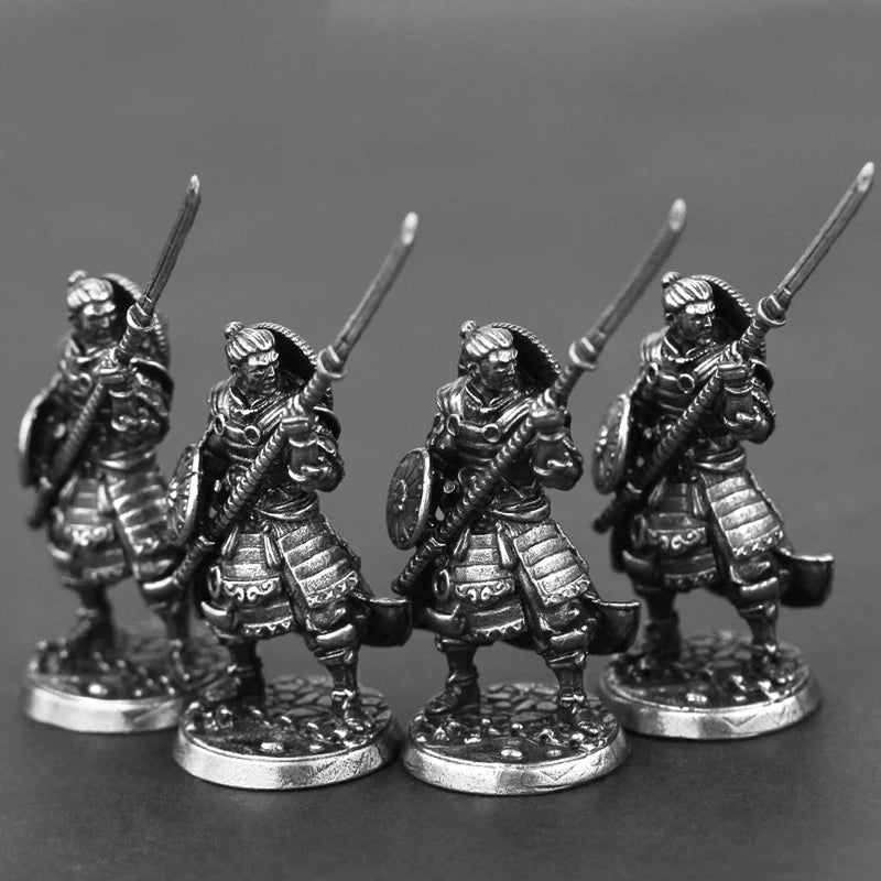 White Copper Japanese Shogunate Samurai Figurines