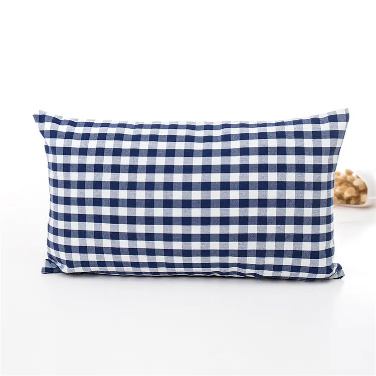 Navy Blue Plaid Cushion Pillow Case