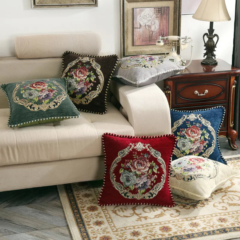 Chenille Fabric Jacquard Embroidered Luxury Cushion Covers