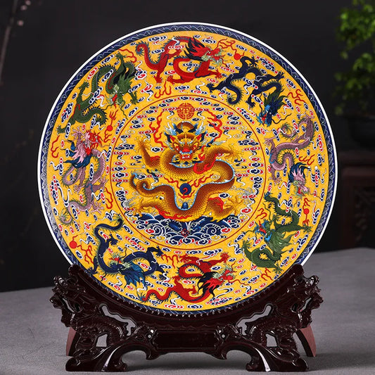 Ancient Chinese Fengshui Ceramic Ornamental Plate