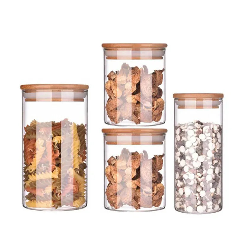 Cylindrical Glass Storage Containers for Spices and Condiments