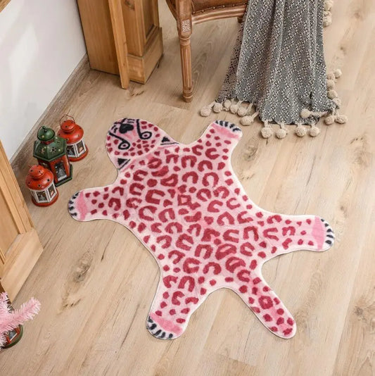 Cute Imitation leopard Pattern Rug in Pink