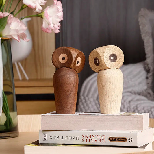 Lovely Tall Wooden Owl Figurines