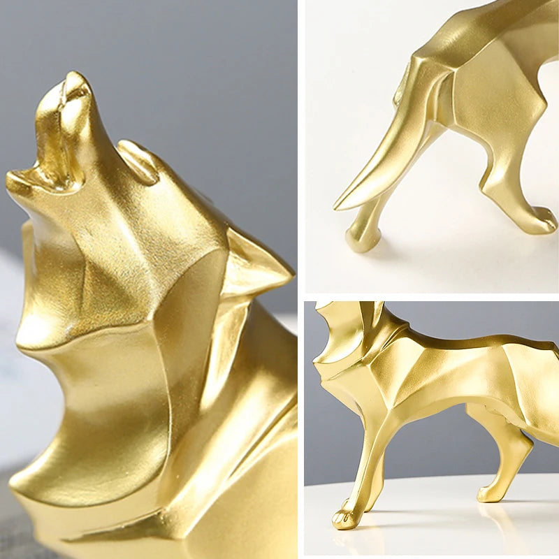 The Resin Abstract Wolf Statue