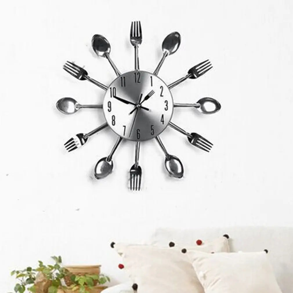 Steel Knife Fork & Spoon Wall Clock