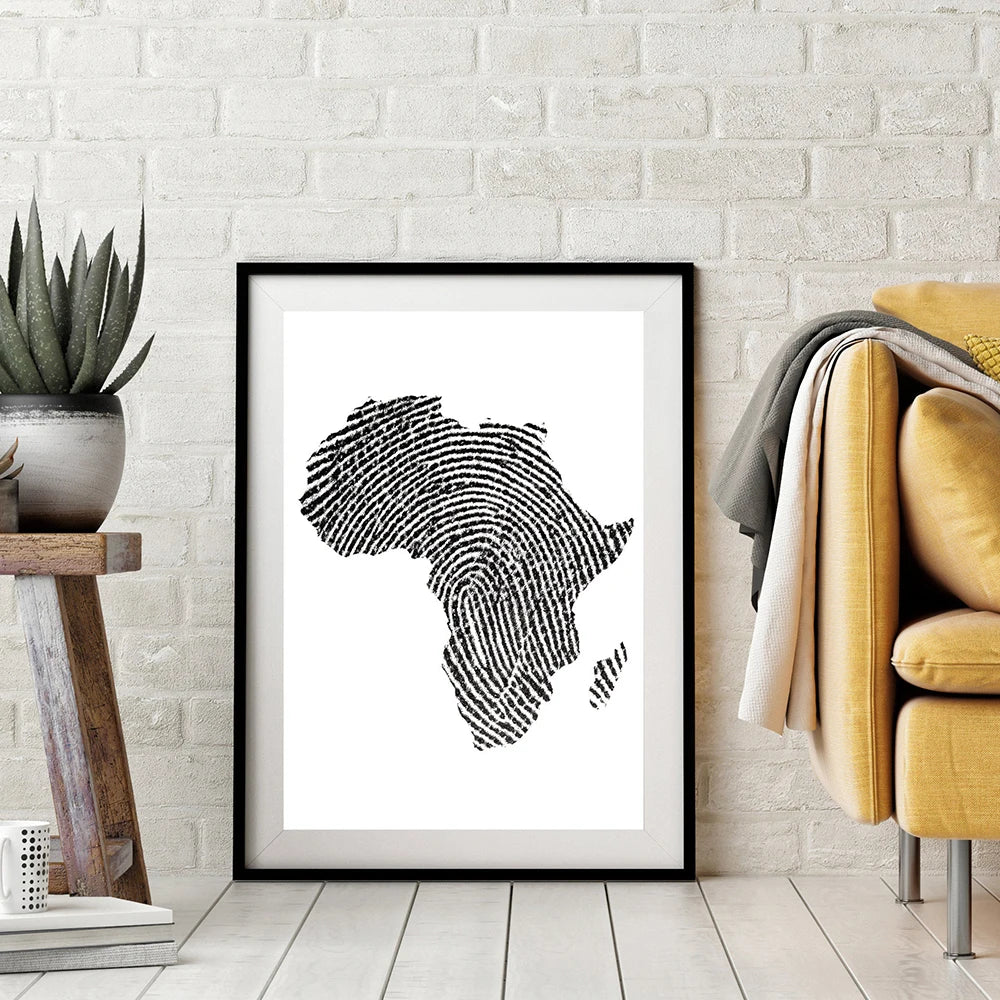 Africa Finger Pint Map Posters