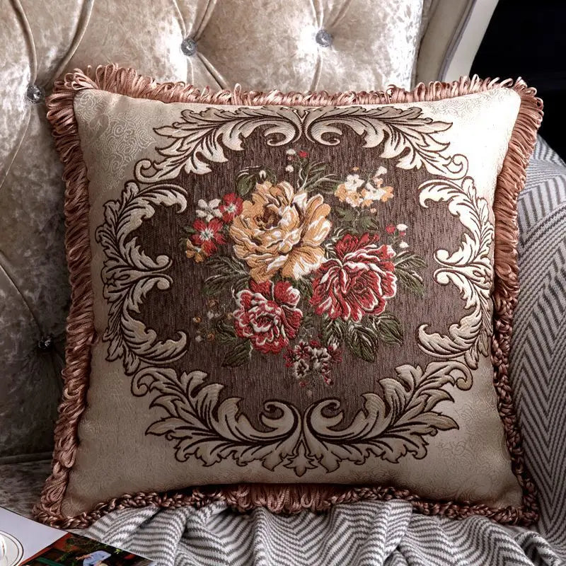 European Style Luxury Pillow Cover: Vintage Floral Embroidery