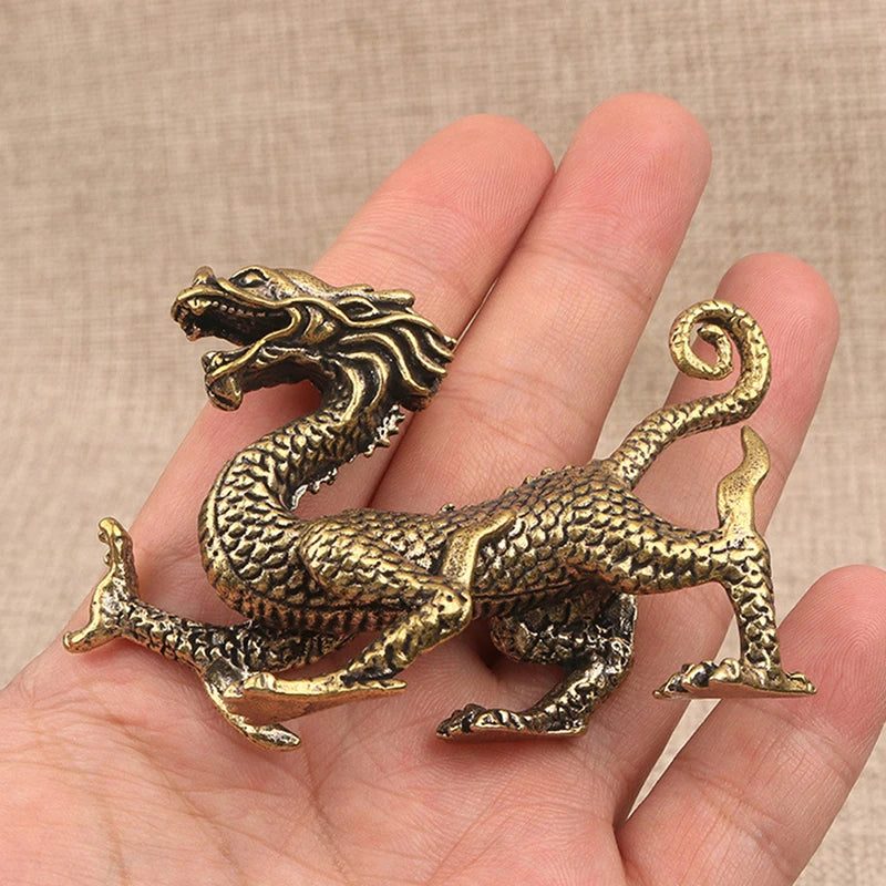 Pure Copper Ancient Mythical Miniature Beasts: Dragon, Tiger, Snake, Turtle
