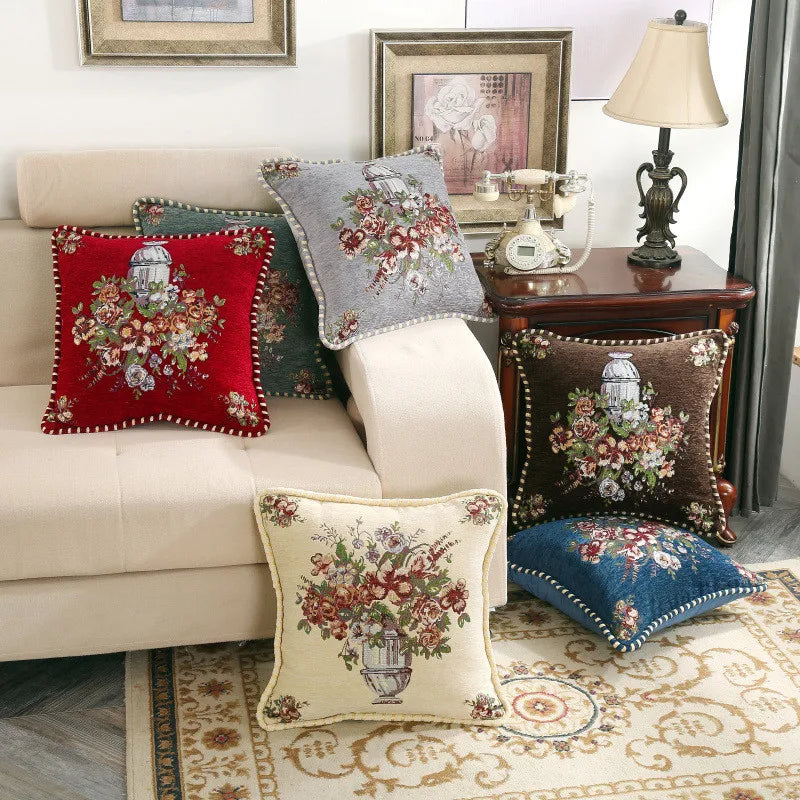 Chenille Fabric Jacquard Embroidered Luxury Cushion Covers