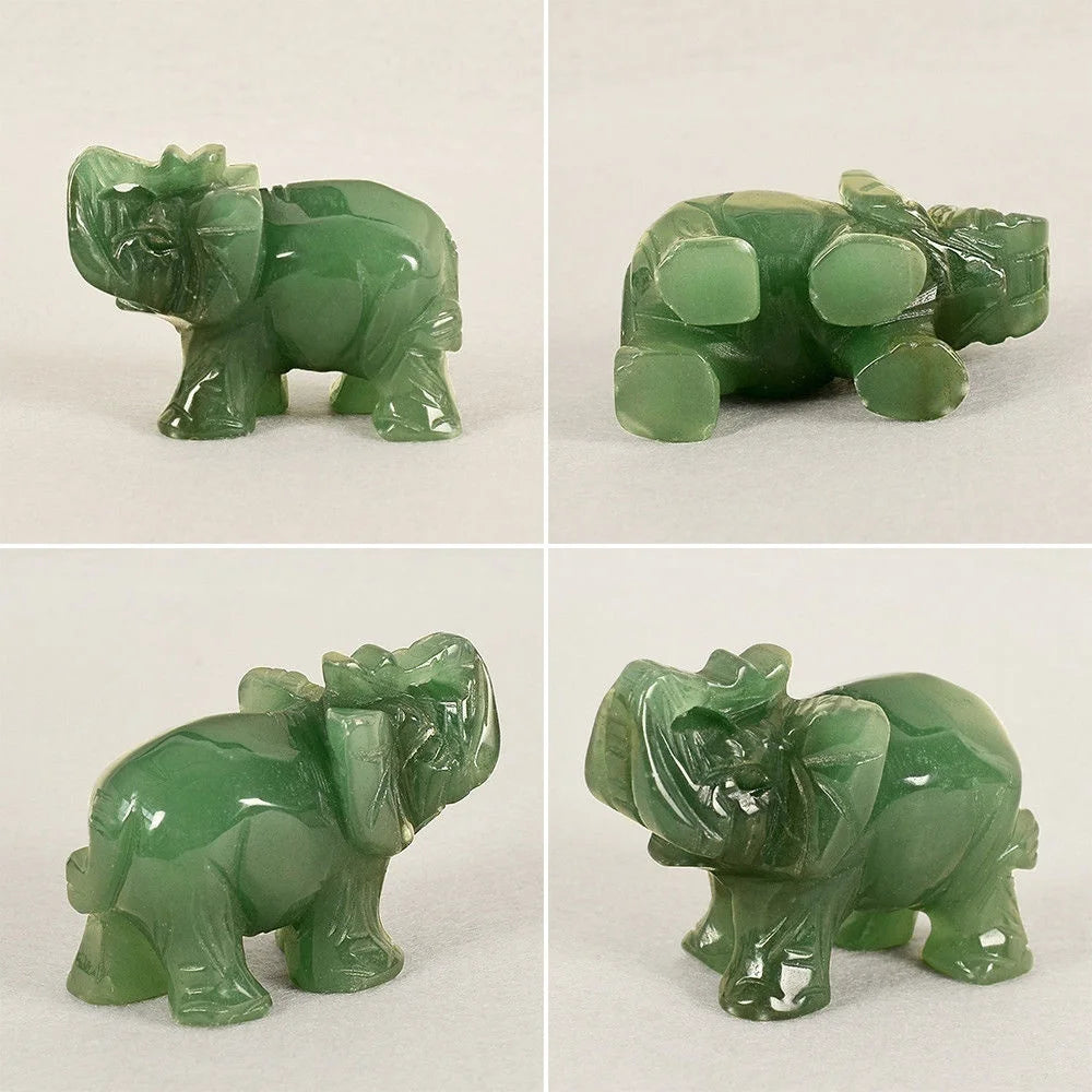 Green Aventurine Jade Stone Elephant Statue