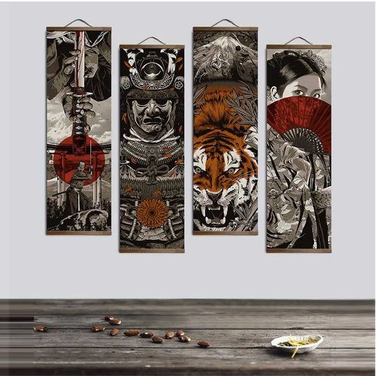 Japanese Samurai Ukiyoe Tiger Canvas Posters