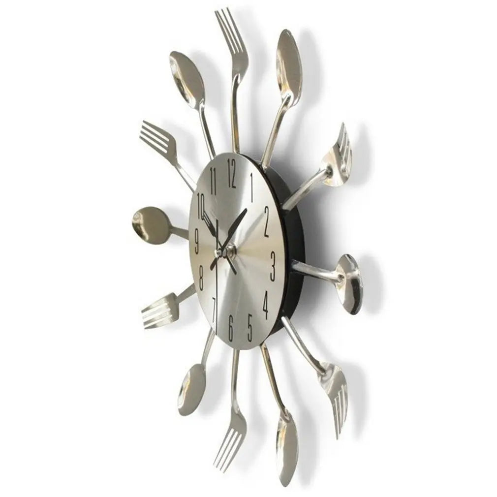 Steel Knife Fork & Spoon Wall Clock