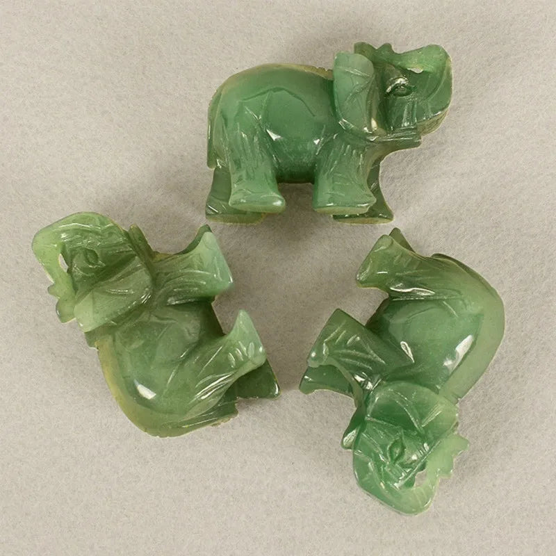 Green Aventurine Jade Stone Elephant Statue