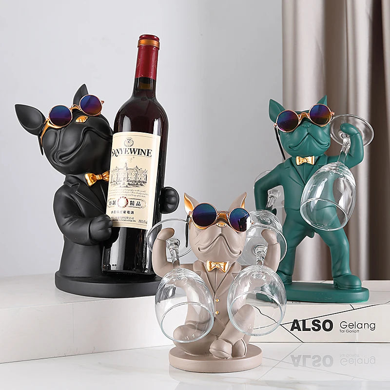 Bulldog Butler Statute that Doubles-up as Wine Glass Storage