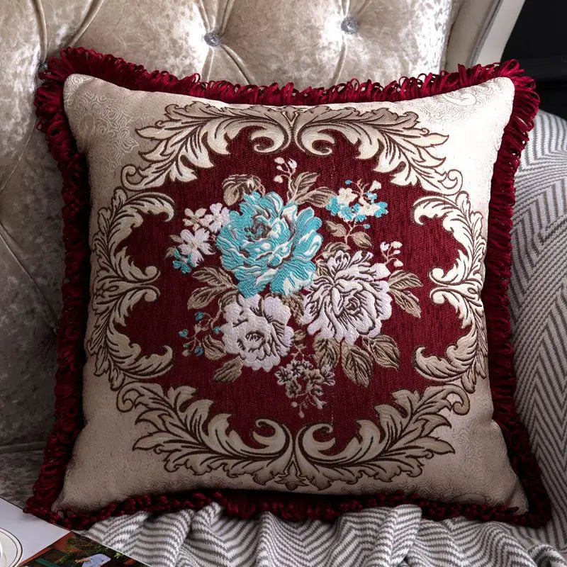 European Style Luxury Pillow Cover: Vintage Floral Embroidery