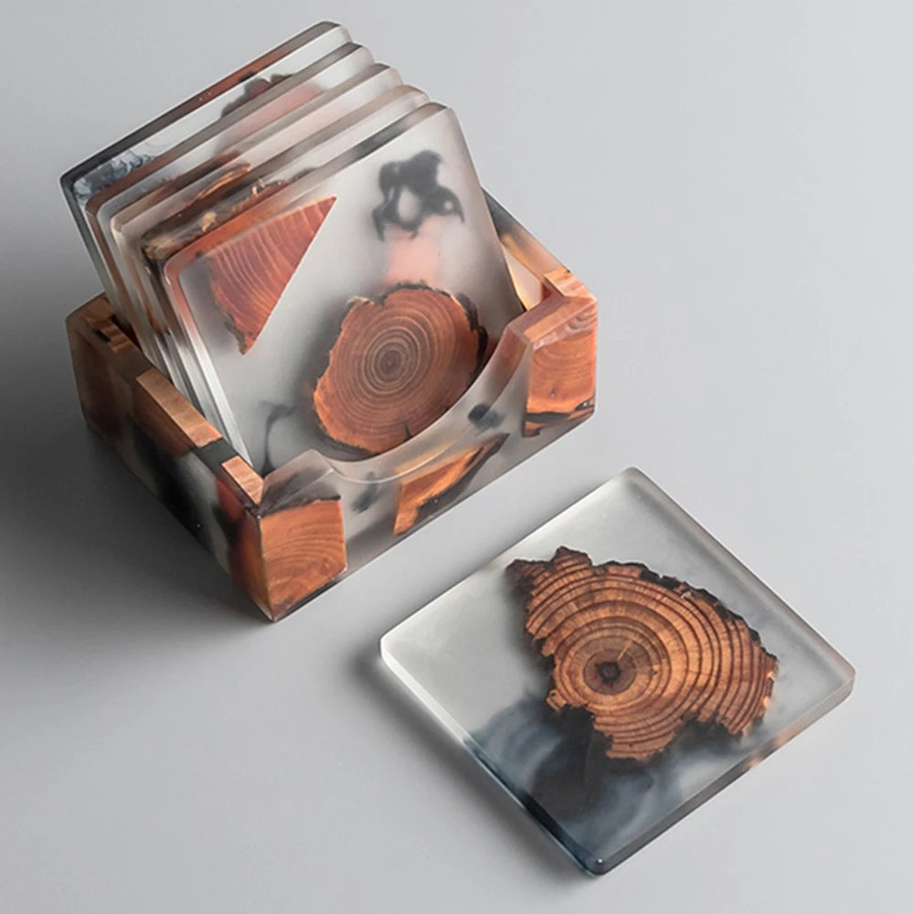 6PCS Set Resin Pine Coasters