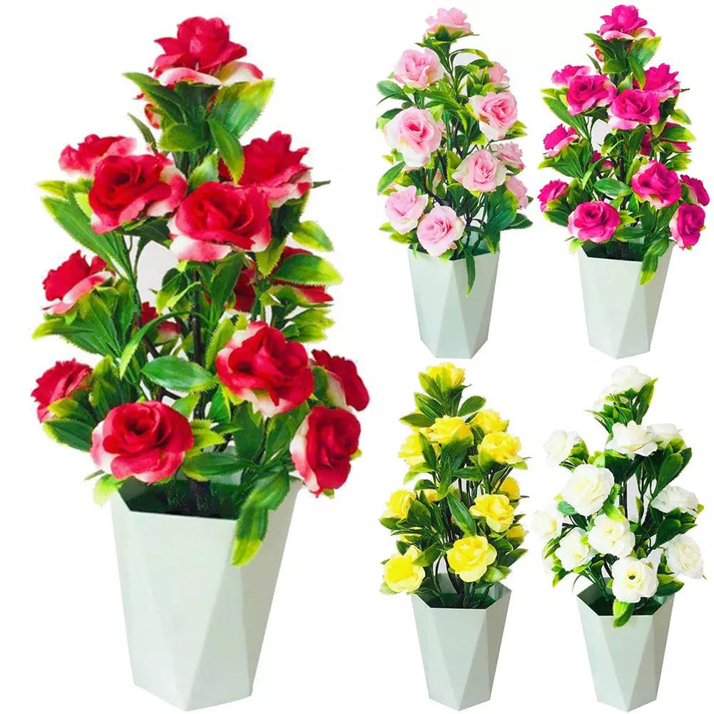 Artificial Rose Plants with Vase