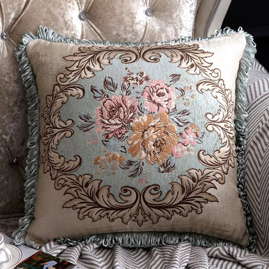 European Style Luxury Pillow Cover: Vintage Floral Embroidery