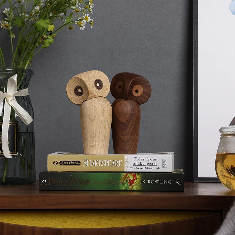 Lovely Tall Wooden Owl Figurines